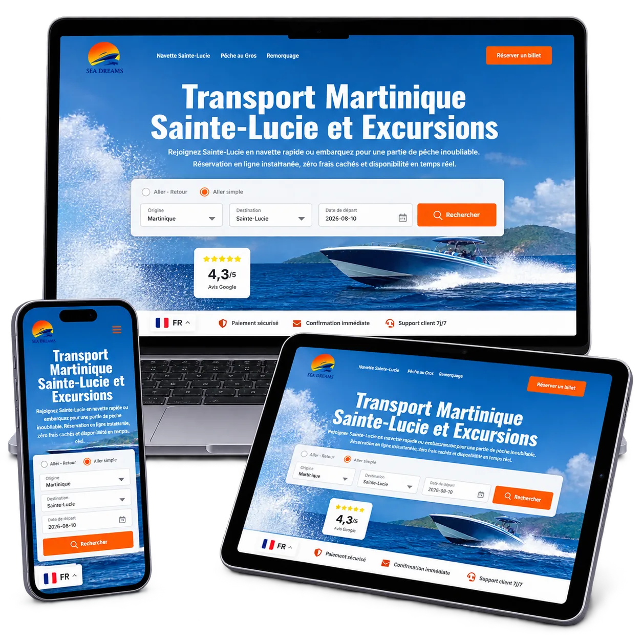 Réservation en ligne pour une traversée internationale