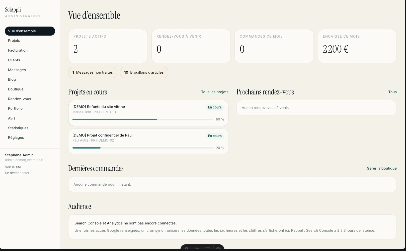 Le backoffice que j'ai construit avec l'IA que je vends